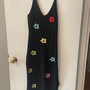 Floral Embellished Black Dress